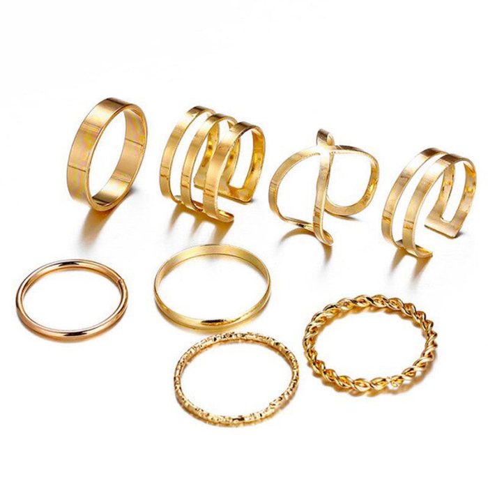 Limited Edition Gold Plated Tantalizing Rings Set of 9 Mixed Sizes For Women - VAIRAVI