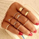 Exclusive Limited Edition Ad Gold Plated Elegant Rings Set of 9 Mixed Sizes For Women - VAIRAVI