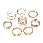 Mesmerizing Vintage Gold Plated Stunning Rings Set of 8 Mixed Sizes For Women - VAIRAVI
