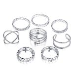 Exclusive Multi Designs Silver Plated Magnificent Rings Set of 8 For Women - VAIRAVI