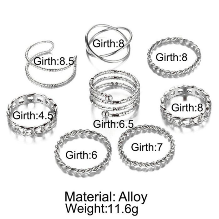 Exclusive Multi Designs Silver Plated Magnificent Rings Set of 8 For Women - VAIRAVI