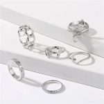 Silver Plated Snake inspired Contemporary Chain Rings Set of 6 For Women - VAIRAVI