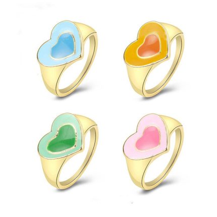Gold Plated Multicolour Heart Shaped Rings Combo Set of 4 For Women - VAIRAVI
