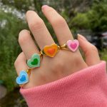 Gold Plated Multicolour Heart Shaped Rings Combo Set of 4 For Women - VAIRAVI
