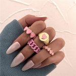 Gold Plated Pink Rings Set of 4 For Women - VAIRAVI