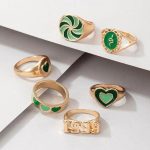 Gold Plated Green Rings Combo Set of 6 For Women - VAIRAVI