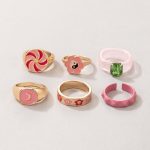 Gold Plated Multicolour Rings Set of 6 For Women - VAIRAVI