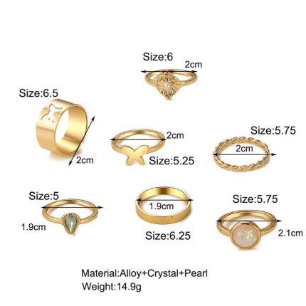 Gold Plated Rings Set of 7 For Women - VAIRAVI