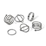 Silver Plated Black-Toned Rings Set of 6 For Women - VAIRAVI