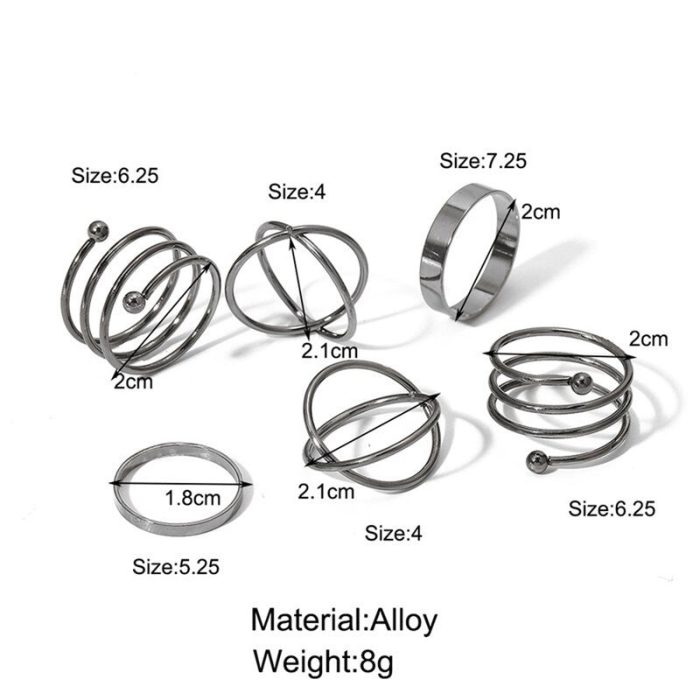 Silver Plated Black-Toned Rings Set of 6 For Women - VAIRAVI