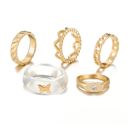 Gold Plated Rings Set of 5 For Women - VAIRAVI