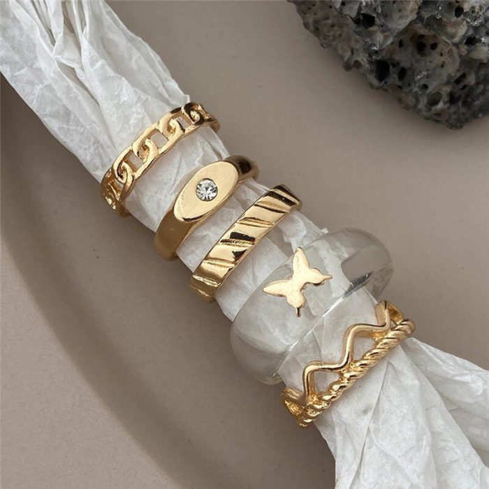 Gold Plated Rings Set of 5 For Women - VAIRAVI