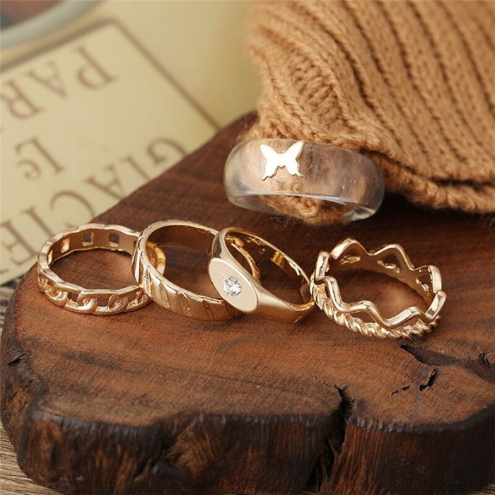 Gold Plated Rings Set of 5 For Women - VAIRAVI