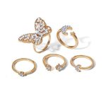 Gold Plated Butterfly Rings Set of 5 For Women - VAIRAVI