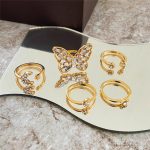 Gold Plated Butterfly Rings Set of 5 For Women - VAIRAVI