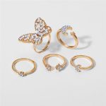 Gold Plated Butterfly Rings Set of 5 For Women - VAIRAVI