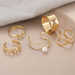 Gold Plated Stars Rings Set of 5 For Women - VAIRAVI