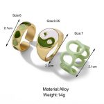 Gold Plated Green Stackable Rings Set of 3 For Women - VAIRAVI