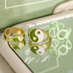 Gold Plated Green Stackable Rings Set of 3 For Women - VAIRAVI