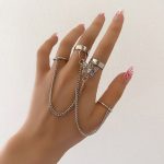 Silver Plated Silver-Toned Chain Ring Set of 2 For Women - VAIRAVI
