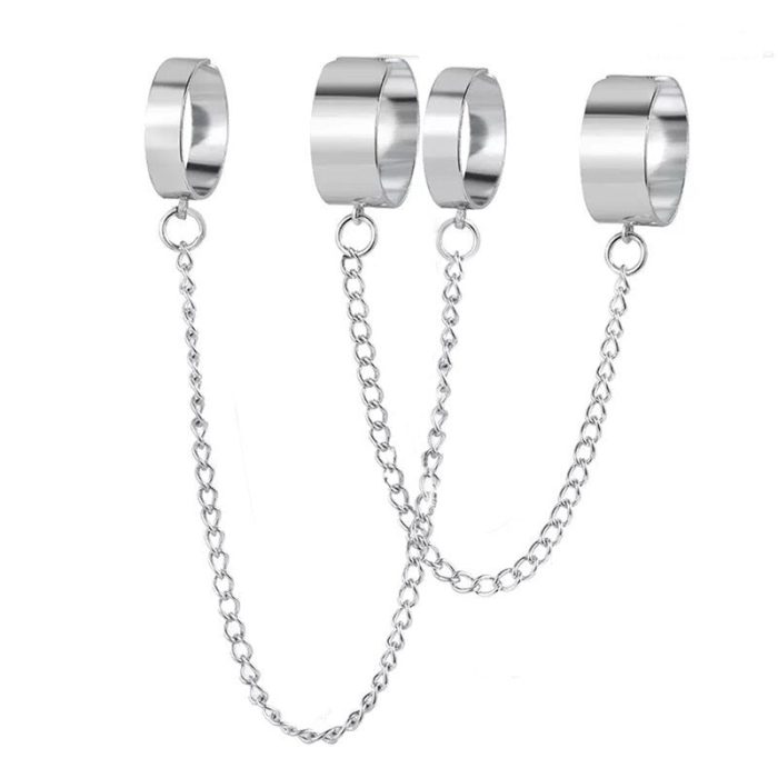 Silver-Toned Silver Plated Chain Rings Set of 2 For Women - VAIRAVI