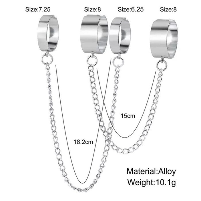 Silver-Toned Silver Plated Chain Rings Set of 2 For Women - VAIRAVI