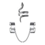 Silver Plated Snake inspired Contemporary Chain Rings Set of 2 For Women - VAIRAVI