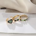 Green Gold Plated Hearts Stackable Rings Set of 3 For Women - VAIRAVI