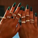 Gold Plated Contemporary Stackable Rings Set of 13 - VAIRAVI