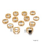 Gold Plated Contemporary Stackable Rings Set of 13 - VAIRAVI