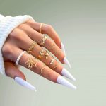 Women Set of 10 Gold Plated Adjustable Floral Finger Ring - VAIRAVI