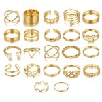 Women Gold Plated Contemporary Stackable Rings Set of 23 - VAIRAVI
