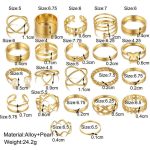 Women Gold Plated Contemporary Stackable Rings Set of 23 - VAIRAVI