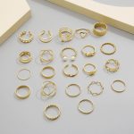 Gold Plated Contemporary Stackable Rings Set of 22 For Women - VAIRAVI