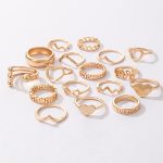 Women Gold Plated Contemporary Stackable Rings Set of 17 - VAIRAVI
