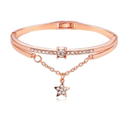Rose Gold Plated Star inspired Stone Studded Korean Bracelet For Women and Girls - VAIRAVI