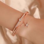 Rose Gold Plated Star inspired Stone Studded Korean Bracelet For Women and Girls - VAIRAVI