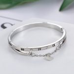 Silver Plated Roman Numbers engraved Stone Studded Korean Bracelet For Women and Girls - VAIRAVI