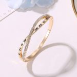 Gold Plated Roman Numbers engraved Stone Studded Korean Bracelet For Women and Girls - VAIRAVI