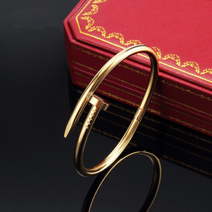 Stainless Steel Gold Plated Stainless Steel Anti Tarnish Nail Bracelet For Women - VAIRAVI