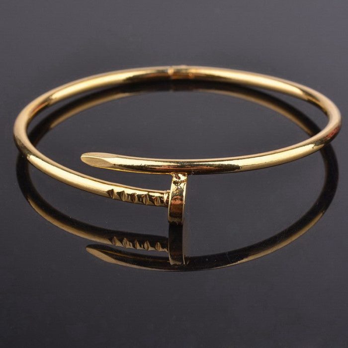 Stainless Steel Gold Plated Stainless Steel Anti Tarnish Nail Bracelet For Women - VAIRAVI