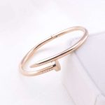 Stainless Steel Rose Gold Plated Stainless Steel Nail Bracelet For Women - VAIRAVI