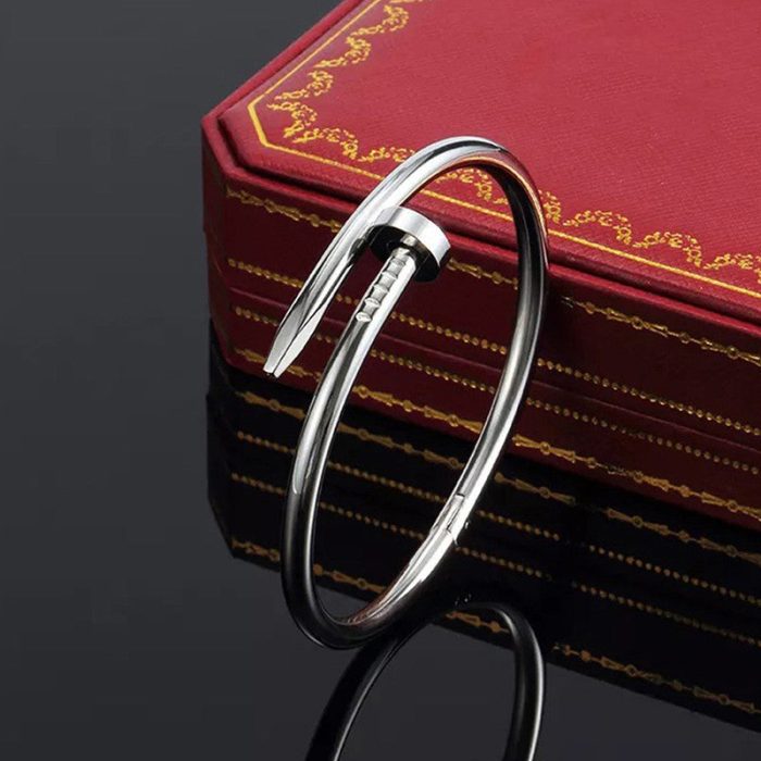 Stainless Steel Silver Plated Stainless Steel Anti Tarnish Nail Bracelet For Women - VAIRAVI