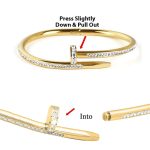 Stainless Steel Gold Plated Stainless Steel Anti Tarnish AD Studded Nail Bracelet For Women - VAIRAVI