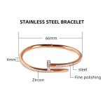 Stainless Steel Rose Gold Plated Stainless Steel AD Studded Nail Bracelet For Women - VAIRAVI