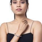 Stainless Steel Silver Plated Stainless Steel Anti Tarnish AD Studded Nail Bracelet For Women - VAIRAVI