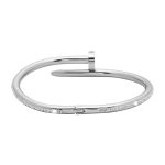 Stainless Steel Silver Plated Stainless Steel Anti Tarnish AD Studded Nail Bracelet For Women - VAIRAVI