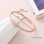 Stainless Steel Rose Gold Plated American Diamond Studded Bangle Style Bracelet For Women - VAIRAVI