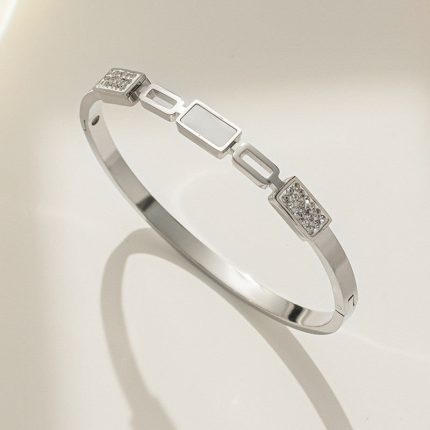 Stainless Steel Gold Plated Mother of Pearls Geometric Anti-Tarnish Bracelet For Women - VAIRAVI