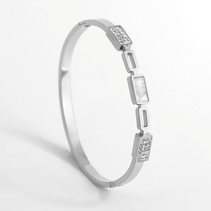 Stainless Steel Gold Plated Mother of Pearls Geometric Anti-Tarnish Bracelet For Women - VAIRAVI